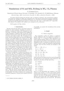 Simulations of Si and SiO2 Etching in SF6+O2 Plasma