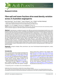 Fibre wall and lumen fractions drive wood density