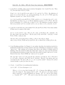 Math 235 - Dr. Miller - HW #9: Power Sets, Induction