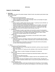 Astronomy Chapter 10 – The Outer Planets A. Main Ideas Beyond