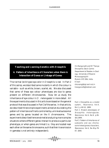 Teaching and Learning Genetics with Drosophila 4. Pattern of