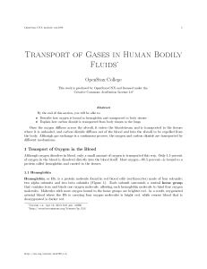 Transport of Gases in Human Bodily Fluids