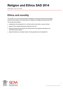 Sample unit of work: Ethics and morality