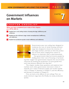 Government Influences on Markets