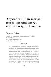 Appendix B: On inertial forces, inertial energy