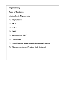 Trigonometry Table of Contents