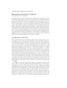 Elementary Particles in Physics