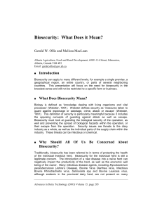 Biosecurity: What Does it Mean