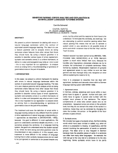 SENSITIVE PARSING: ERROR ANALYSIS AND EXPLANATION IN