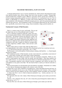 TRANSPORT PHENOMENA, FLOW OF FLUIDS A transport