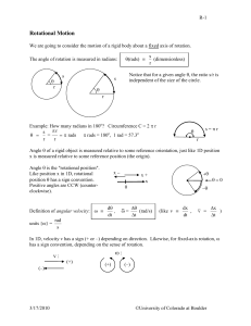 Rotational Motion - University of Colorado Boulder