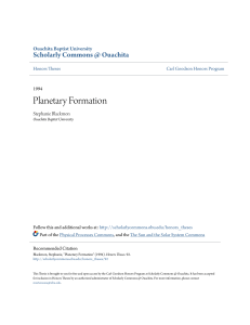 Planetary Formation - Scholarly Commons @ Ouachita