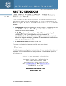 United Kingdom: 2016 Article IV Consultation-Press Release