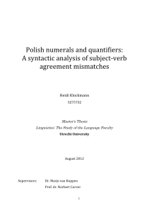 Polish numerals and quantifiers: A syntactic analysis of subject‐verb