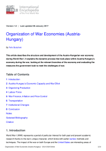 Organization of War Economies (Austria-Hungary) - 1914