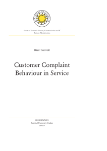 Customer Complaint Behaviour in Service