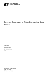 Corporate Governance in Africa: Comparative Study - Aalto