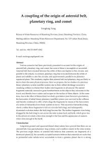 A coupling of the origin of asteroid belt, planetary ring