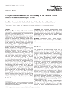 Low-pressure environment and remodelling of the forearm vein in