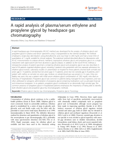 A rapid analysis of plasma/serum ethylene and propylene glycol by