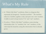In “What`s My Rule?” problems, there is a diagram that represents an