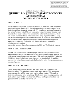 methicillin resistant staphylococcus aureus (mrsa) information sheet