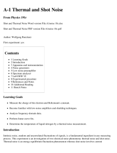 A-1 Thermal and Shot Noise - Physics 191r