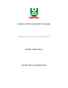 Parasitology - National Open University of Nigeria