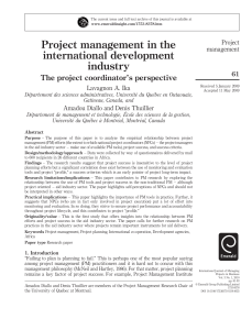 Project management in the international development industry