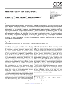 Prenatal Factors in Schizophrenia