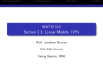 MATH 312 Section 5.1: Linear Models: IVPs