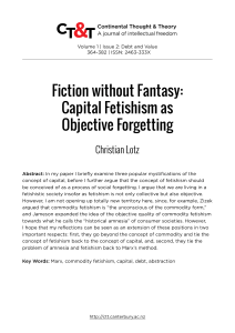 Fiction without Fantasy: Capital Fetishism as Objective Forgetting