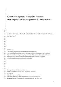 Recent developments in basophil research