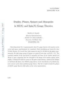 Duality, Phases, Spinors and Monopoles in SO (N) and Spin (N