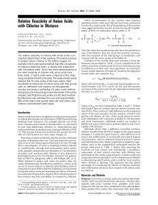 Relative Reactivity of Amino Acids with Chlorine
