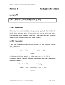 Module II Reduction Reactions