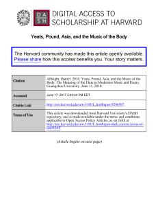 Yeats, Pound, Asia, and the Music of the Body The Harvard