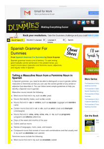 Spanish Grammar For Dummies Cheat Sheet