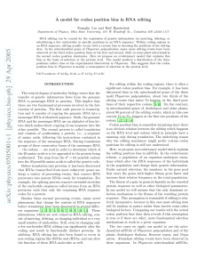 A model for codon position bias in RNA editing