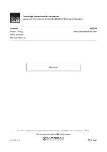 2017 Specimen Markscheme Paper 4