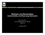 Biofuels and Renewables: Sustainability and Bioenergy Standards