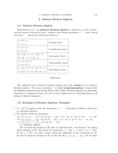 3. Abstract Boolean Algebras 3.1. Abstract Boolean Algebra.