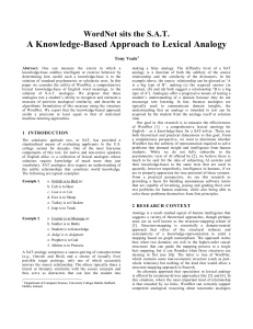 A Knowledge-Based Approach to Lexical Analogy