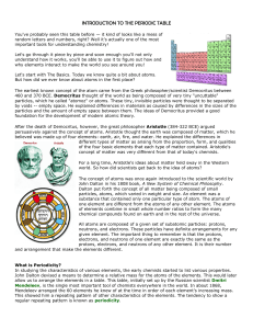 INTRODUCTION TO THE PERIODIC TABLE