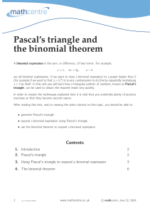 Pascal`s triangle and the binomial theorem