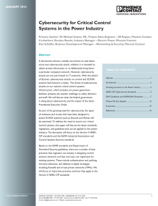 Cybersecurity for Critical Control Systems in the Power Industry