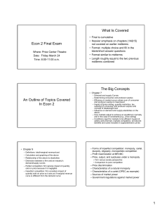 Econ 2 Final Exam What Is Covered An Outline of Topics Covered In