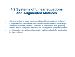 4.2 Systems of Linear equations and Augmented Matrices