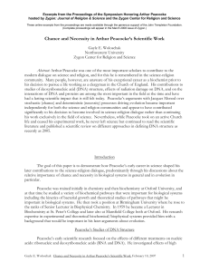 Chance and Necessity in Arthur Peacocke`s Scientific Work