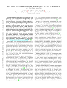 Data mining and accelerated electronic structure theory as a tool in